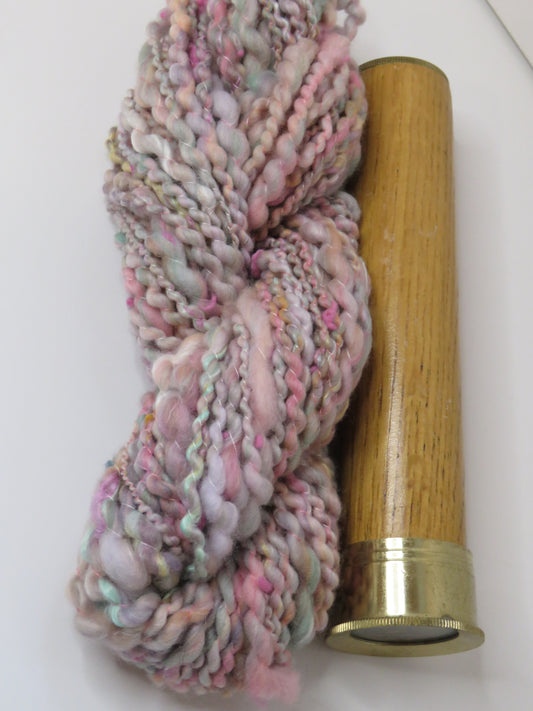 Yarn Y23103 Hand Spun Art Yarn, 2-ply thick and thin spiral plied with thread