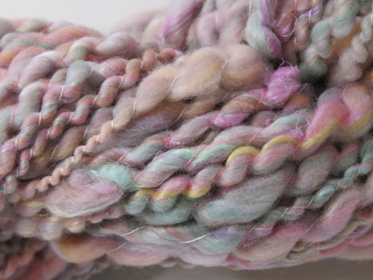 Yarn Y23103 Hand Spun Art Yarn, 2-ply thick and thin spiral plied with thread