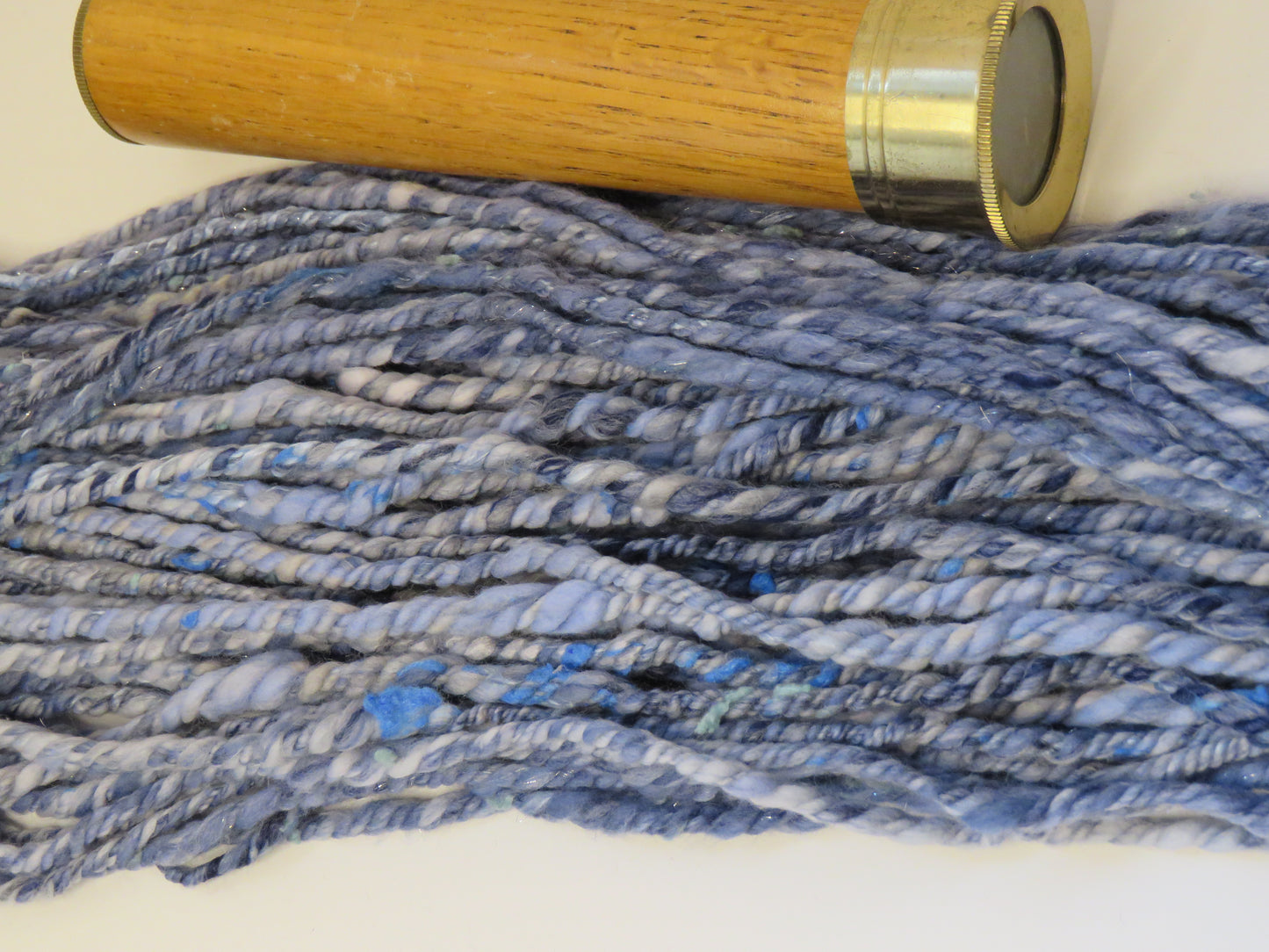 Yarn Y369 Hand Spun Art Yarn, 3-ply multi soft blues