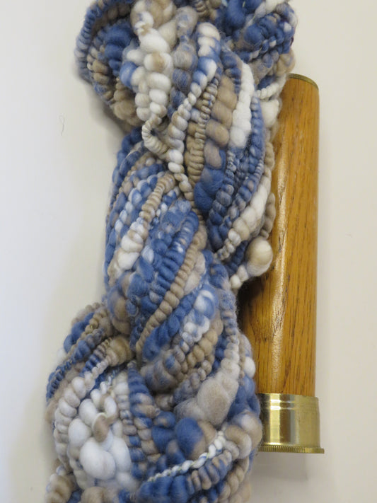 Yarn Y23101 Hand Spun Art Yarn, Core spun coils, merino wool on cotton core