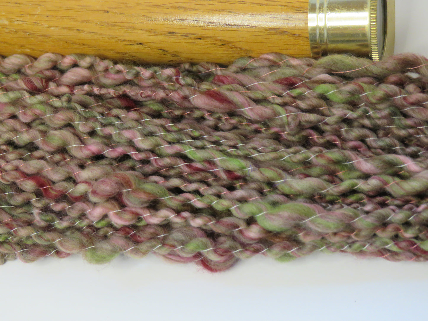 Yarn Y23104 Hand Spun Art Yarn, 2-ply thick and thin spiral plied with thread