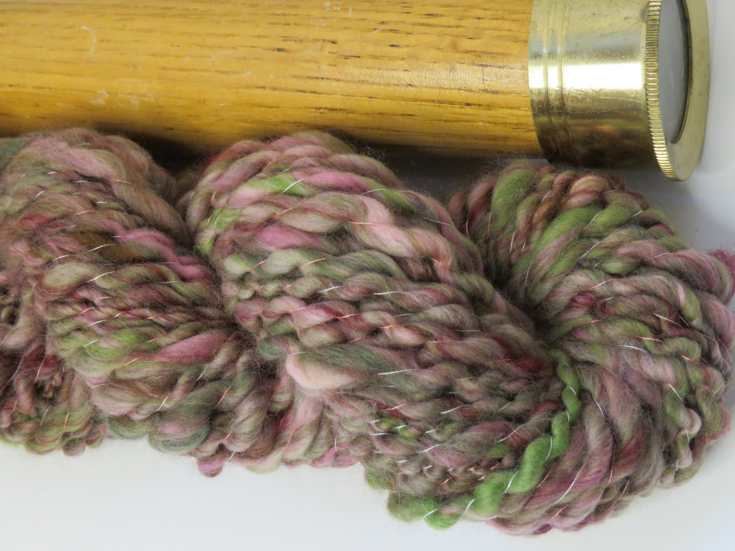 Yarn Y23104 Hand Spun Art Yarn, 2-ply thick and thin spiral plied with thread