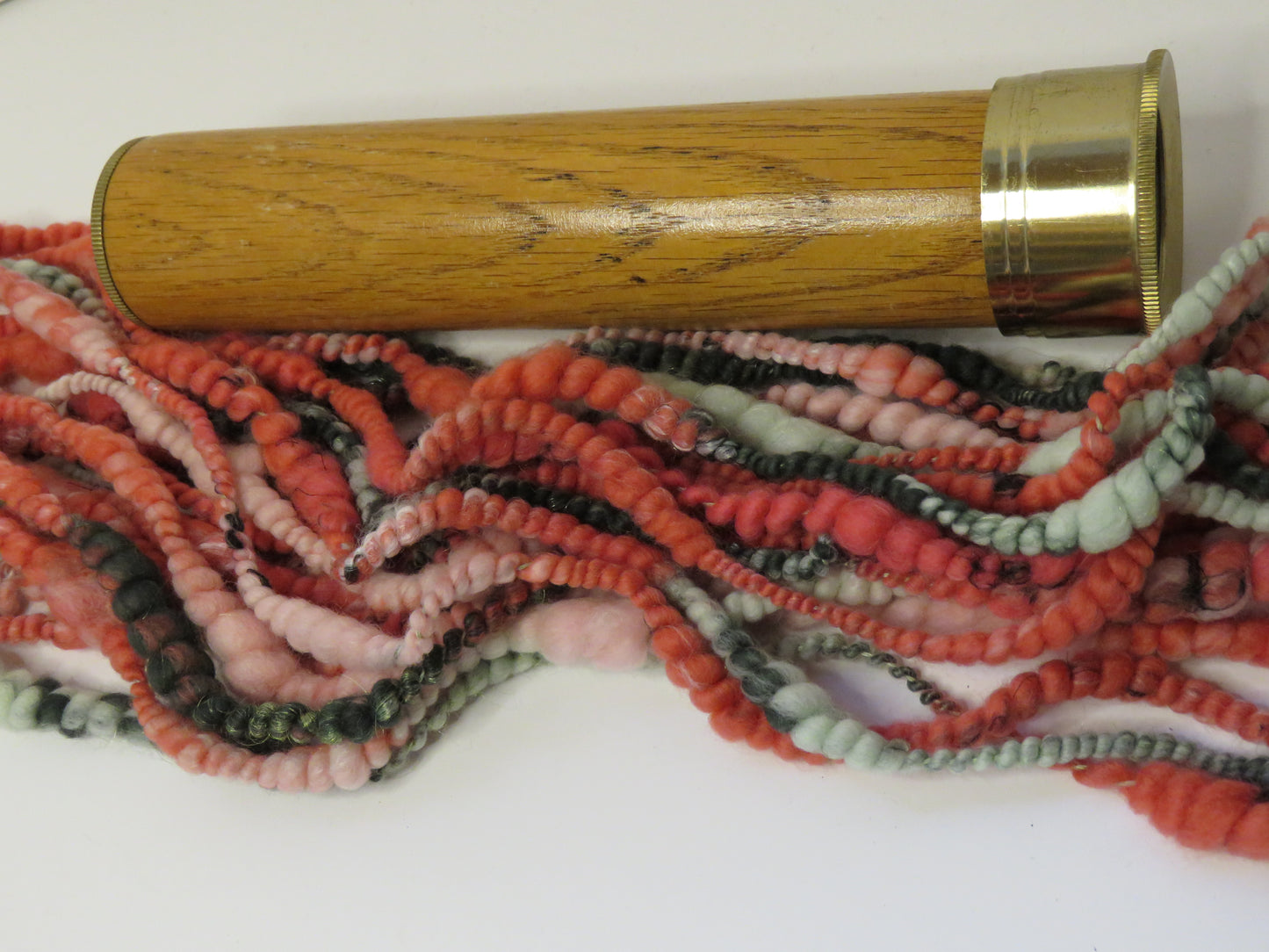 Yarn Y23110 Hand Spun Art Yarn, watermelon colours, core spun coil ply