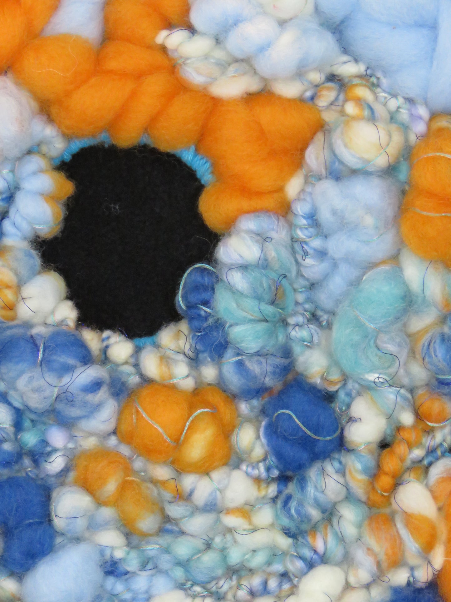 Tapestry, large, round orange and blue