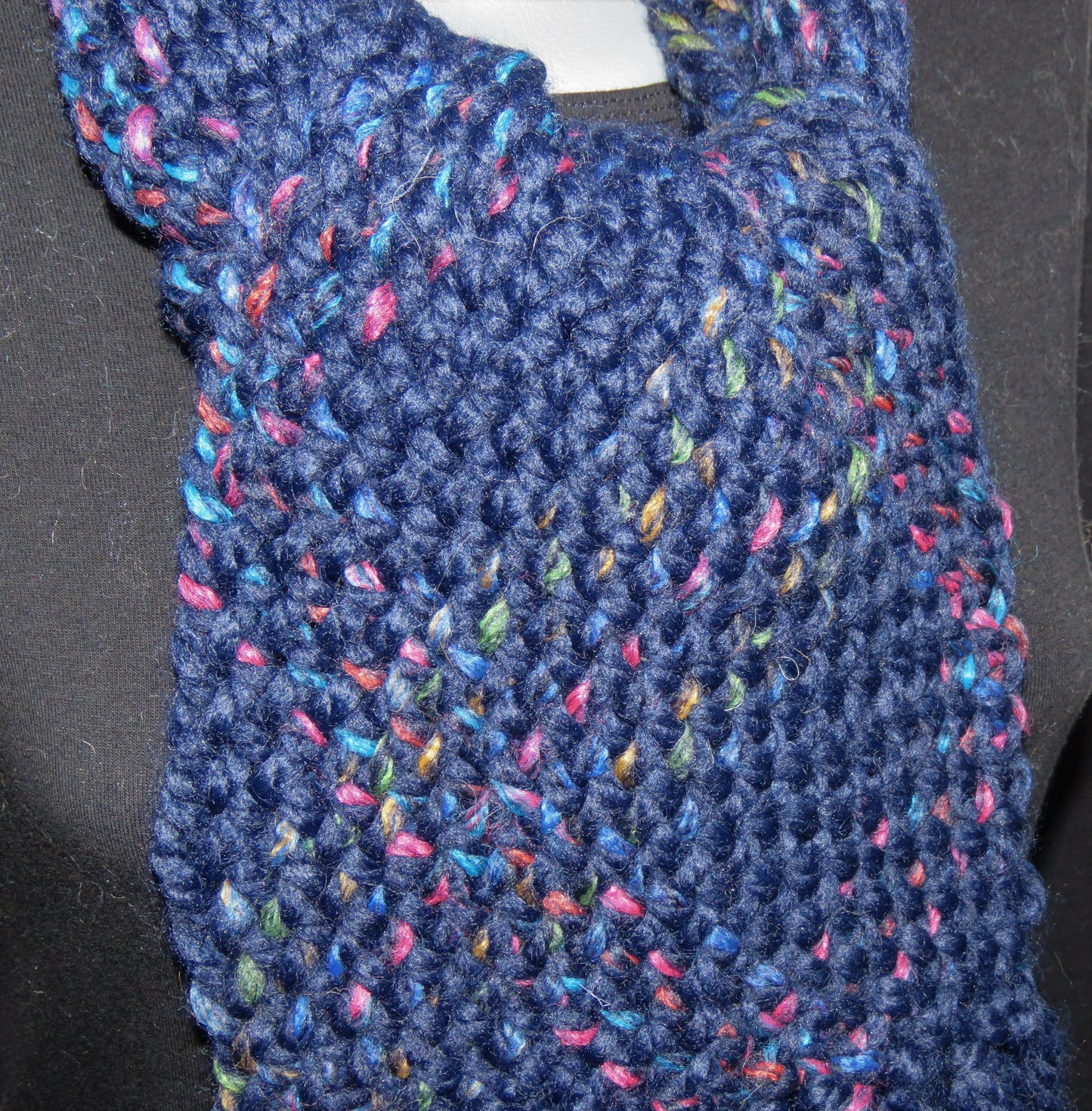 Scarf, Woven, Navy Bias Weave Scarf