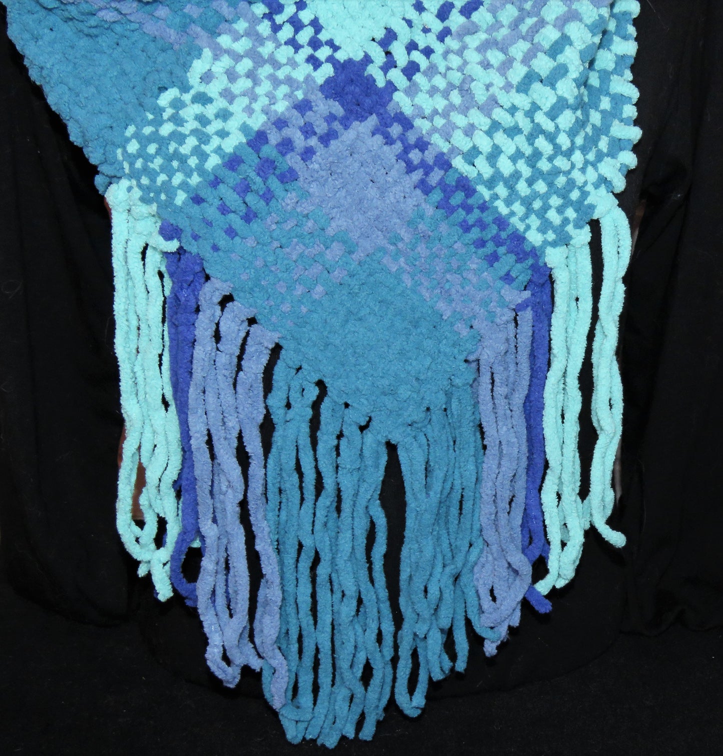 Cowl, Woven, Purple, lavender, and soft green V-Cowl