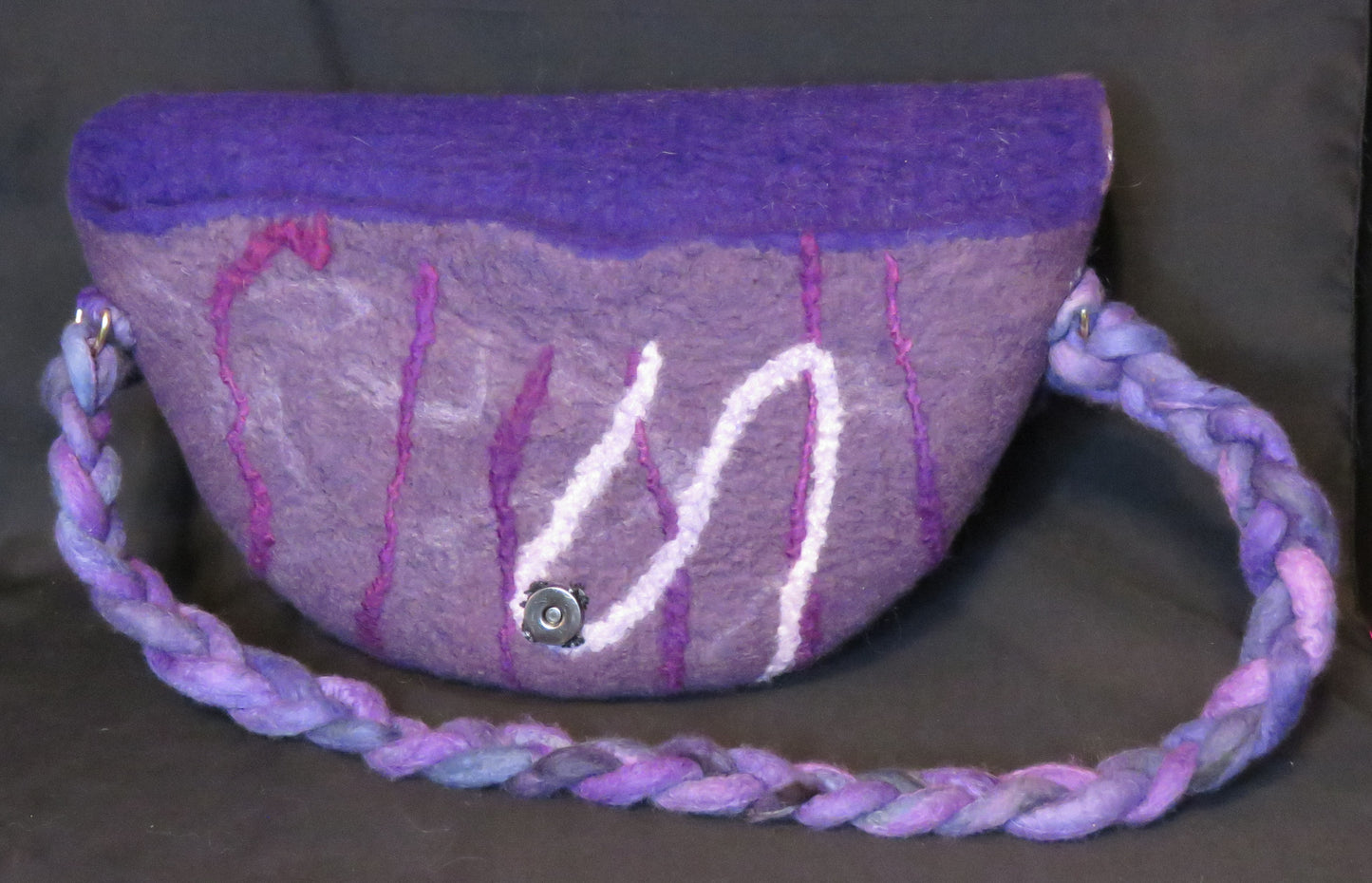 Handbag, Shoulder Bag, Wet Felted, purple half circle